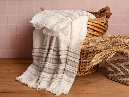 [10027626001] Retro Bath Towel Set Timeless (Ecru-Beige)