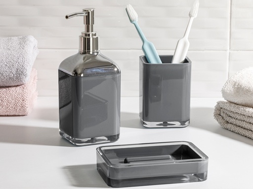 [10030627002] Elegance Bathroom Set Timeless (17.5x6.5x6.5 cm+9x6.5x6.5 cm+1, Anthracite)