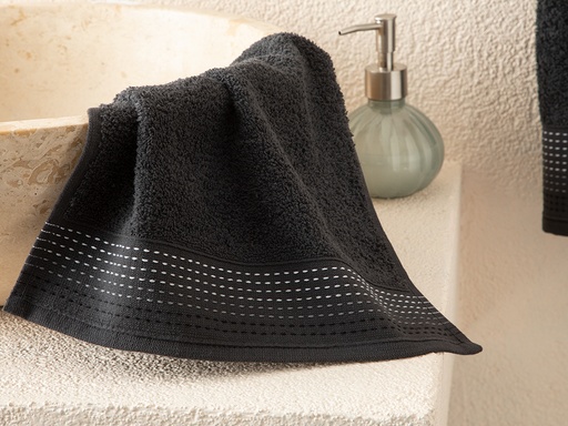 [10031189001] Stripes Hand Towel TIMELESS ROMANCE (Anthracite)