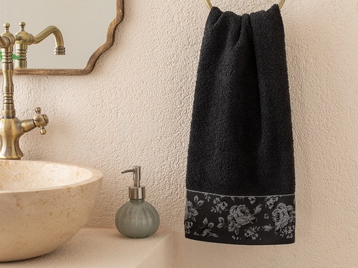 [10031190001] Rose Belle Face Towel TIMELESS ROMANCE (Anthracite)