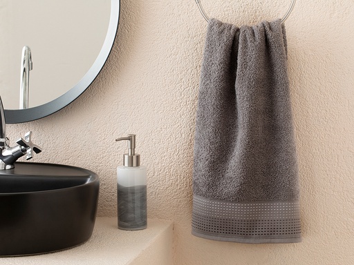 [10031191001] Stripes Face Towel TIMELESS ROMANCE (Anthracite)