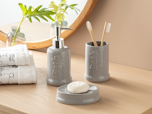 [10033068002] Macy Bathroom Set Timeless (Gray)