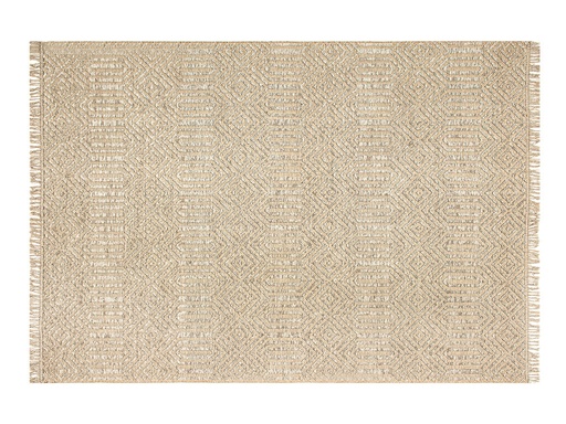 [10033957003] Cool Geometric Weave Carpet Circle Of Life (Beige)