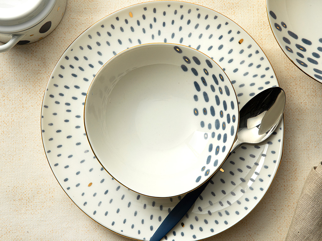 Navy Dots Dinner Plate Coastal Dream