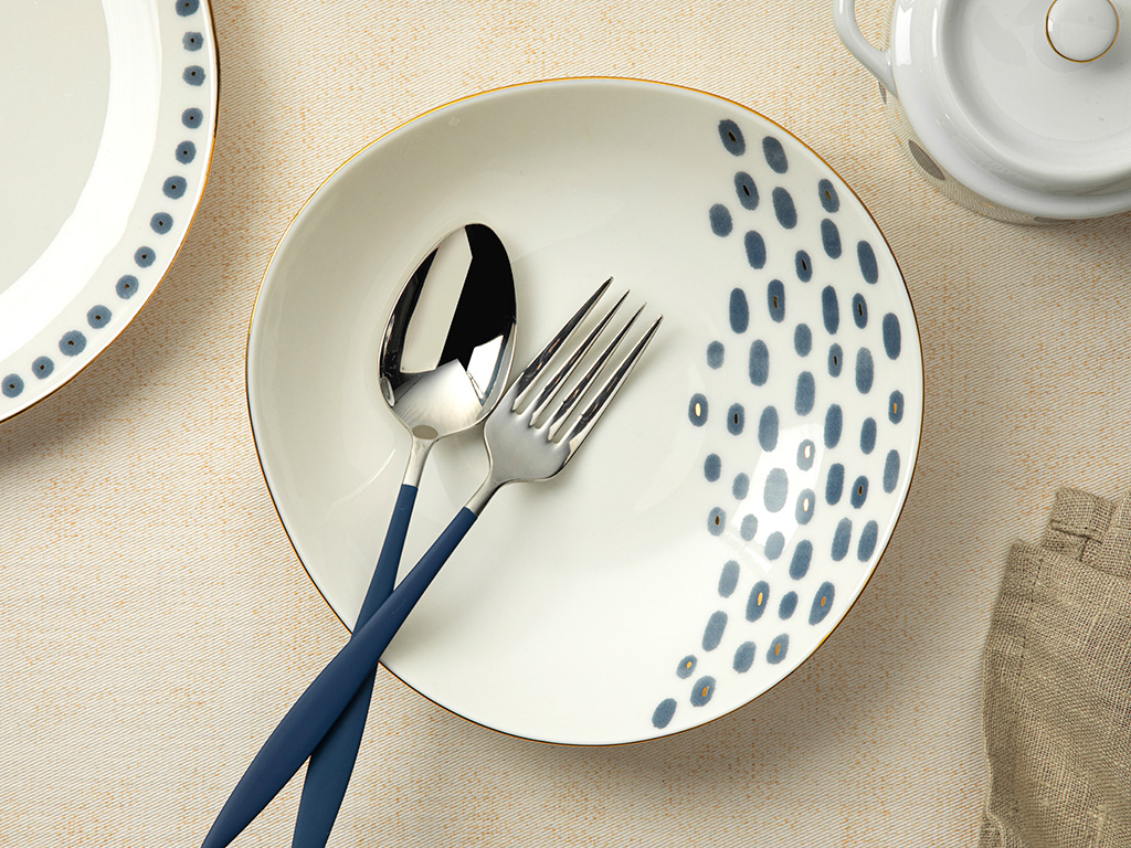 Navy Dots Cake Plate Coastal Dream