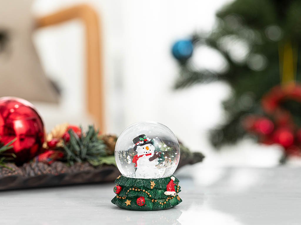 Snowman wih Tree Snow Globe Simple Pleasures