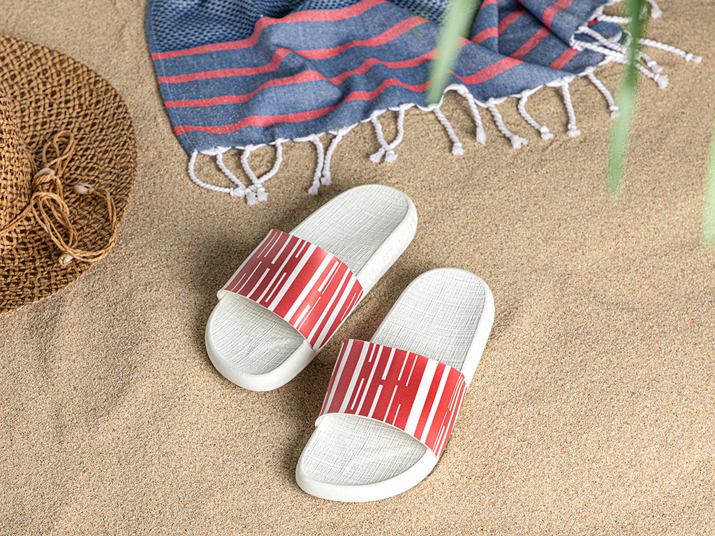 Marine Stripe Beach Slippers Coastal Dream