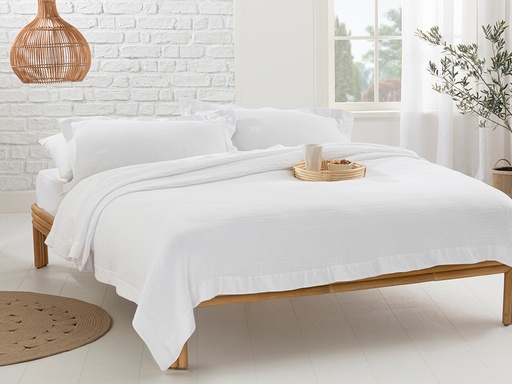 [10031165002] Muslin Bed Quilt Set WHITE COLLECTION