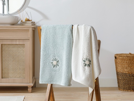 [10032091001] Rose Stitch Boxed Towel Timeless