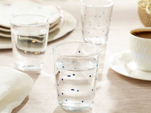 [10033359001] Blue Dots Water Glass Timeless