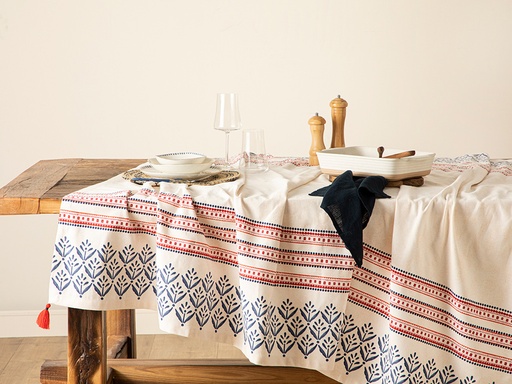 [10035107001] Braid Dots Table Cloth Coastal Dream