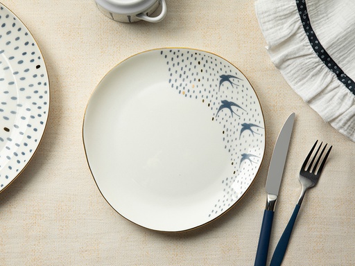 [10035312001] Navy Mare Cake Plate Coastal Dream