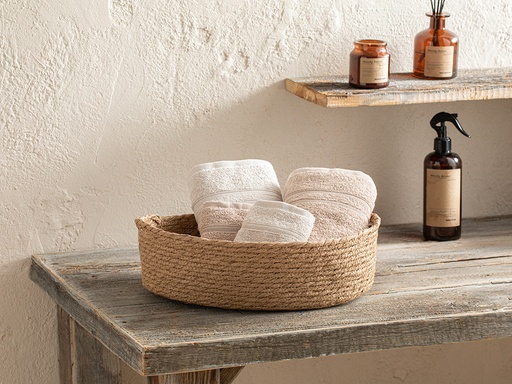 [10038525002] Stripe Wicker Basket Natural