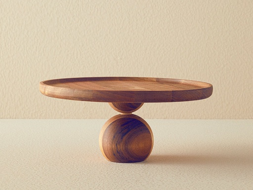 [10040085001] Bubble Wood Cake Stand Natural