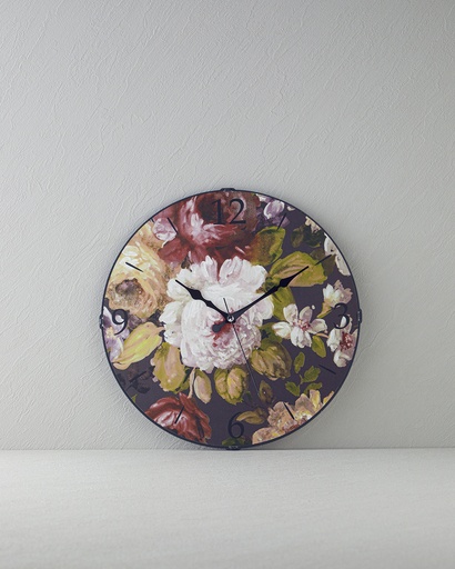 [10027554001] Floral Rose Wall Clock Urban Folk